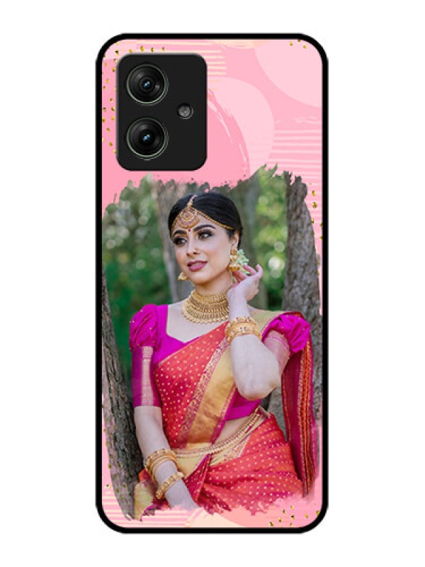 Custom Motorola G64 5G Custom Glass Phone Case - Gold Glitter Splash Design