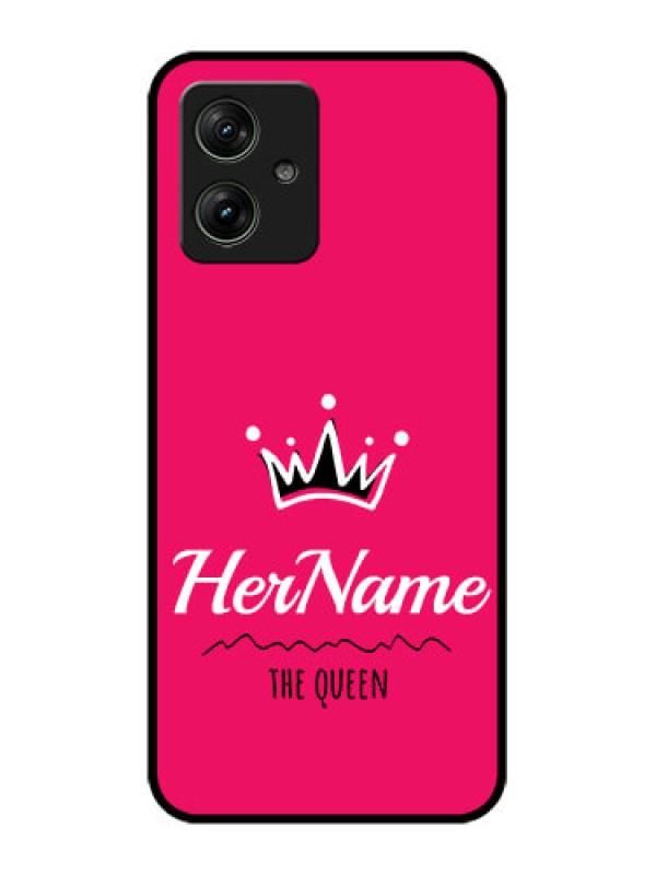 Custom Motorola G64 5G Custom Glass Phone Case - Queen With Name Design