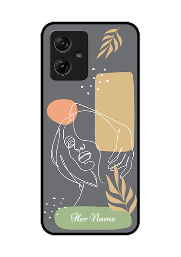 Motorola G64 5G Custom Glass Phone Case - Gazing Woman Line Art Design