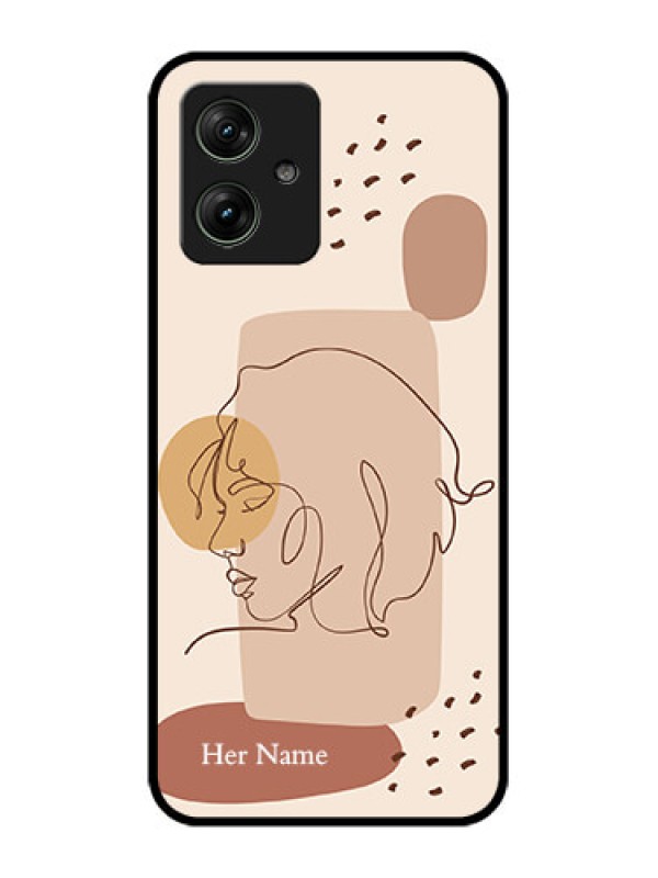 Custom Motorola G64 5G Custom Glass Phone Case - Calm Woman Line Art Design