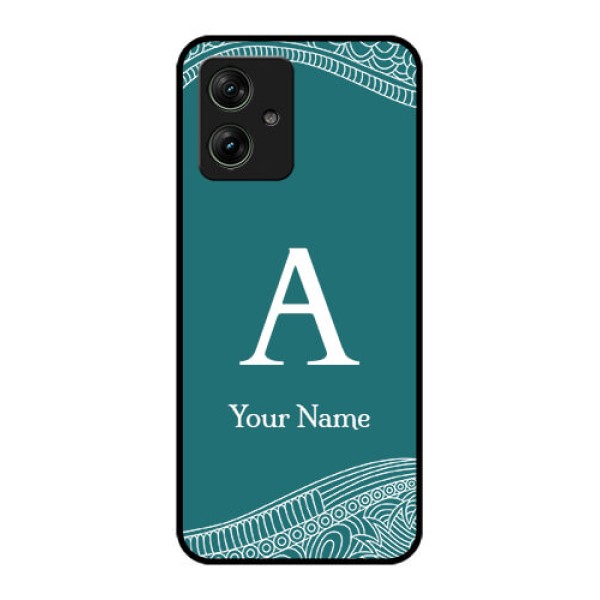 Motorola G64 5G Custom Glass Phone Case - Line Art Pattern With Custom Name Design Motorola G64 5G Custom Glass Phone Case - Line Art Pattern With Custom Name Design