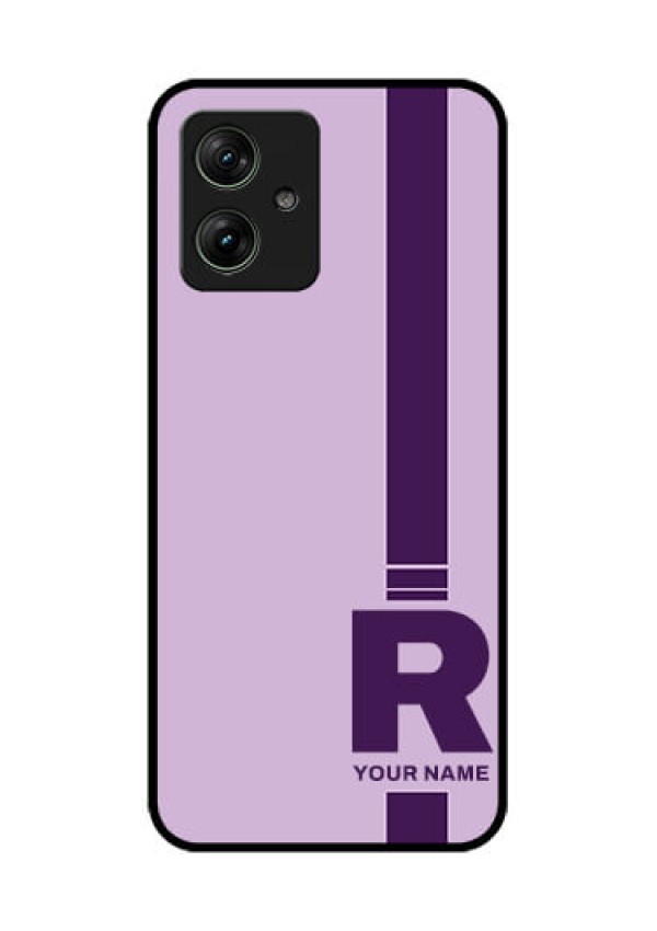 Motorola G64 5G Custom Glass Phone Case - Simple Dual Tone Stripe With Name Design