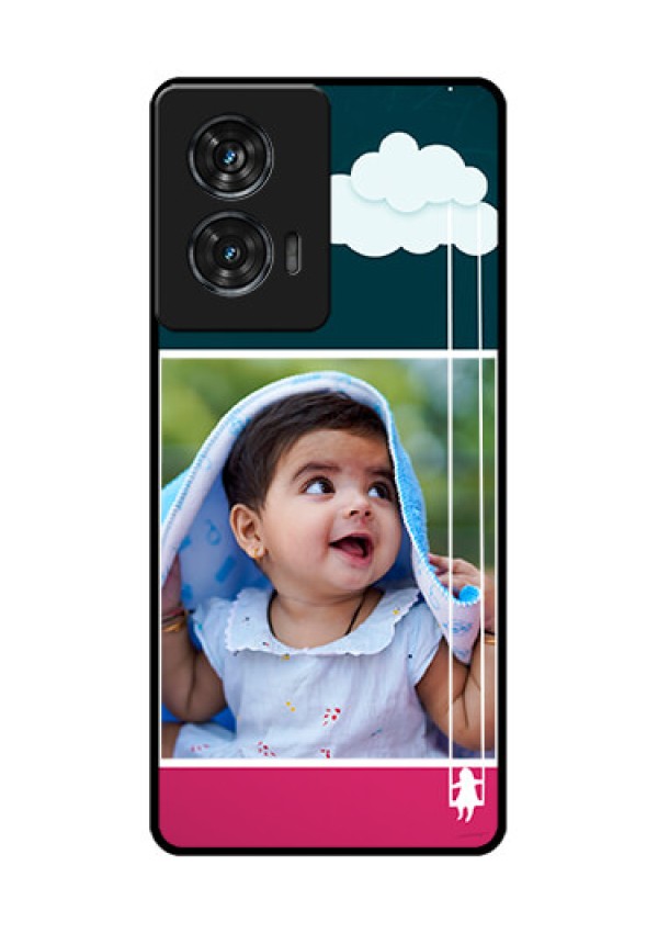 Motorola G96 5G Custom Glass Phone Case - Cute Girl With Cloud Design