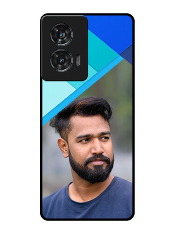 Custom Motorola G96 5G Custom Glass Phone Case - Blue Pattern Design