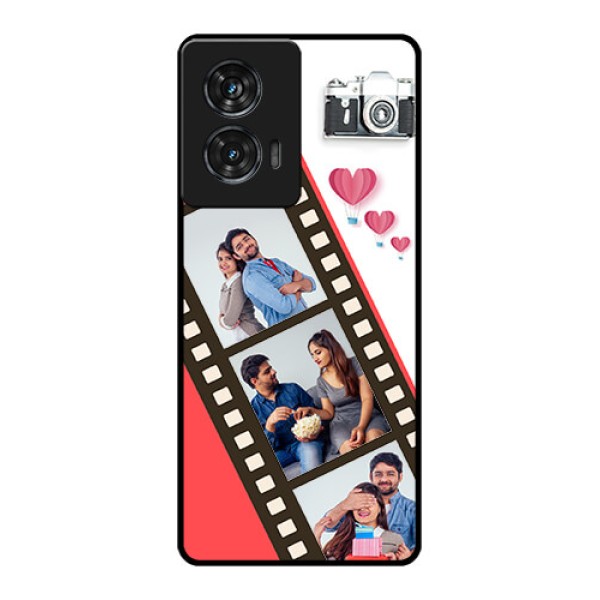 Motorola G96 5G Custom Glass Phone Case - 3 Image Holder With Film Reel Motorola G96 5G Custom Glass Phone Case - 3 Image Holder With Film Reel