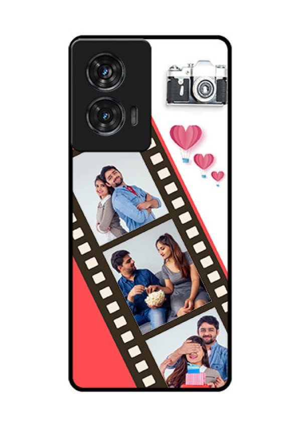 Motorola G96 5G Custom Glass Phone Case - 3 Image Holder With Film Reel