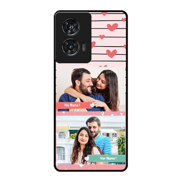 Motorola G96 5G Custom Glass Phone Case - Photo With Heart Design Motorola G96 5G Custom Glass Phone Case - Photo With Heart Design