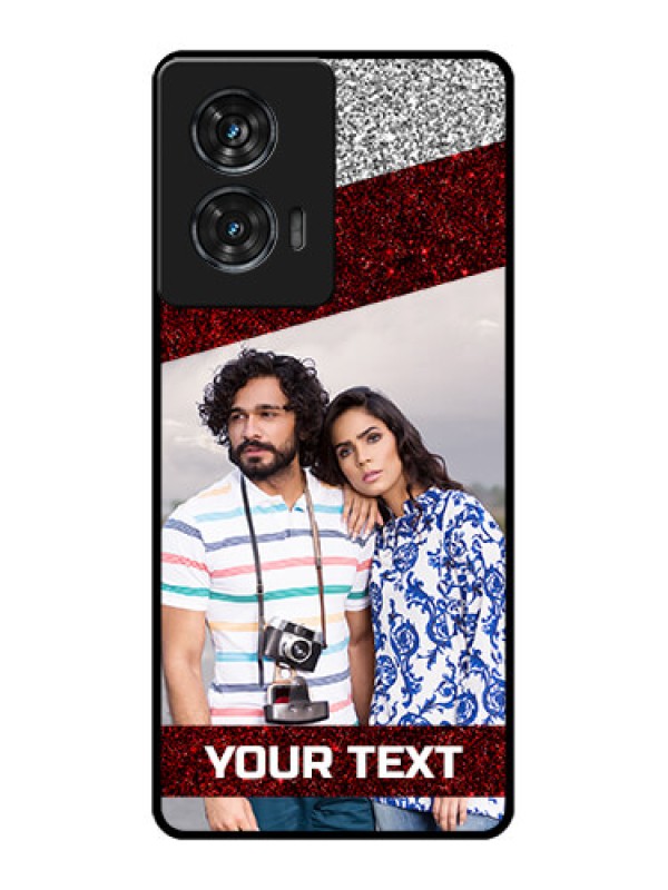 Custom Motorola G96 5G Custom Glass Phone Case - Image Holder With Glitter Strip Design