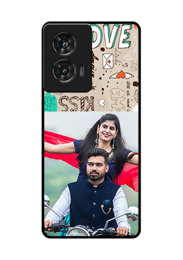 Motorola G96 5G Custom Glass Phone Case - Love Doodle Pattern
