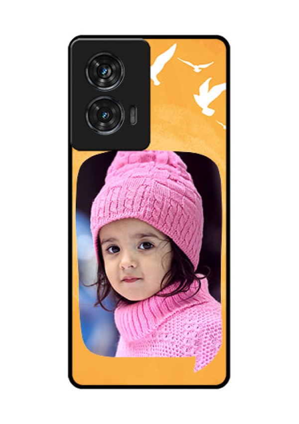 Motorola G96 5G Custom Glass Phone Case - Water Color Design With Bird Icons