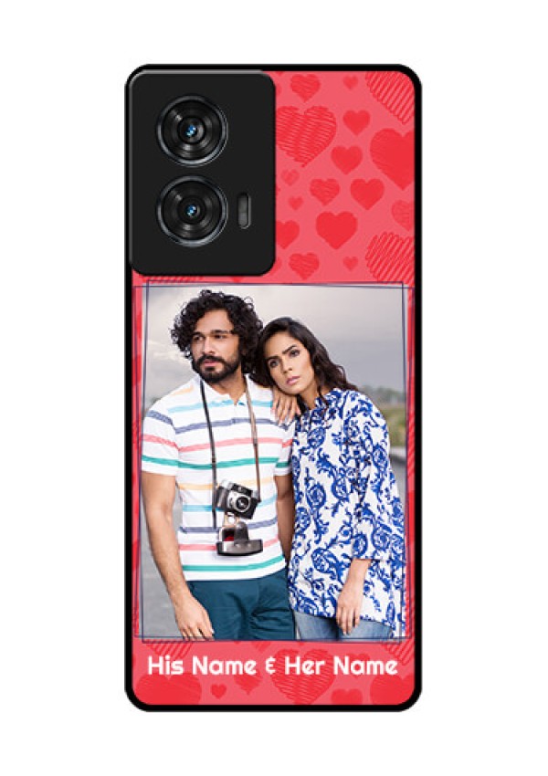 Motorola G96 5G Custom Glass Phone Case - With Red Heart Symbols Design