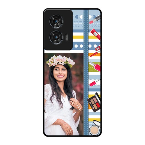 Motorola G96 5G Custom Glass Phone Case - Makeup Icons Design