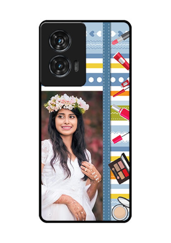 Motorola G96 5G Custom Glass Phone Case - Makeup Icons Design