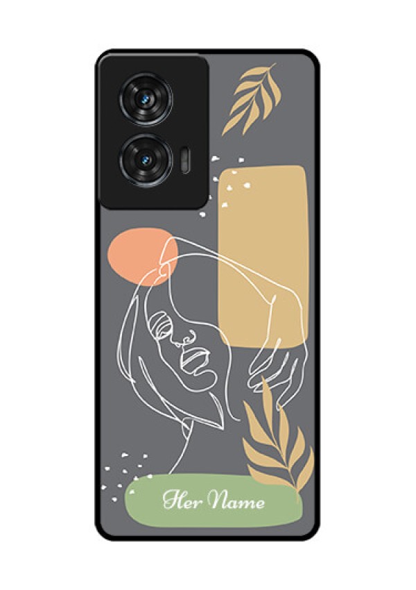 Motorola G96 5G Custom Glass Phone Case - Gazing Woman Line Art Design