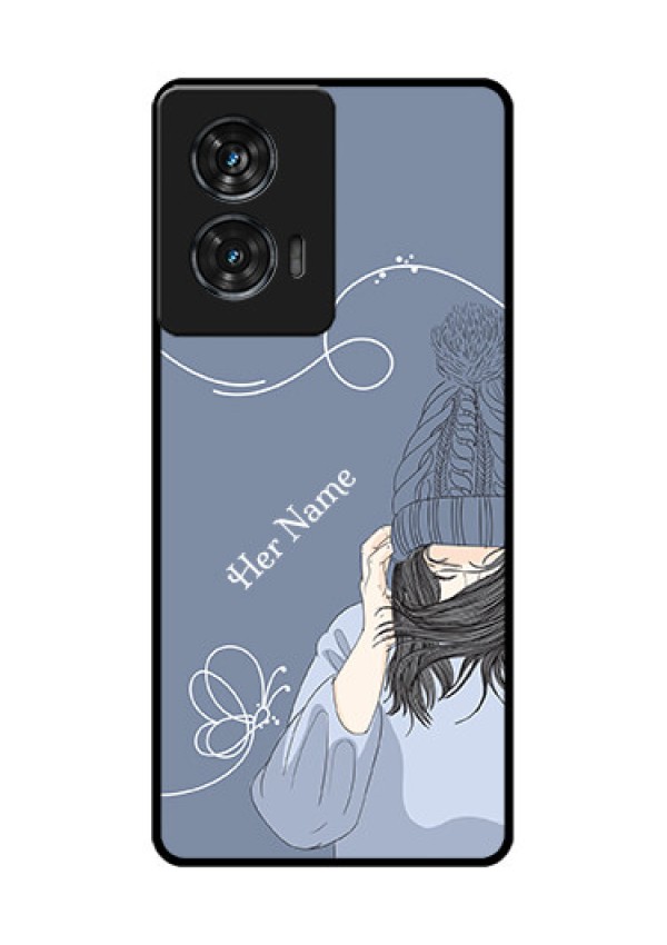 Motorola G96 5G Custom Glass Phone Case - Girl In Winter Outfit Design