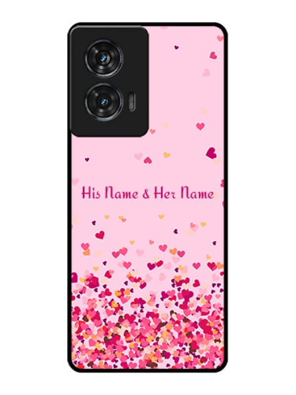 Custom Motorola G96 5G Custom Glass Phone Case - Floating Hearts Design