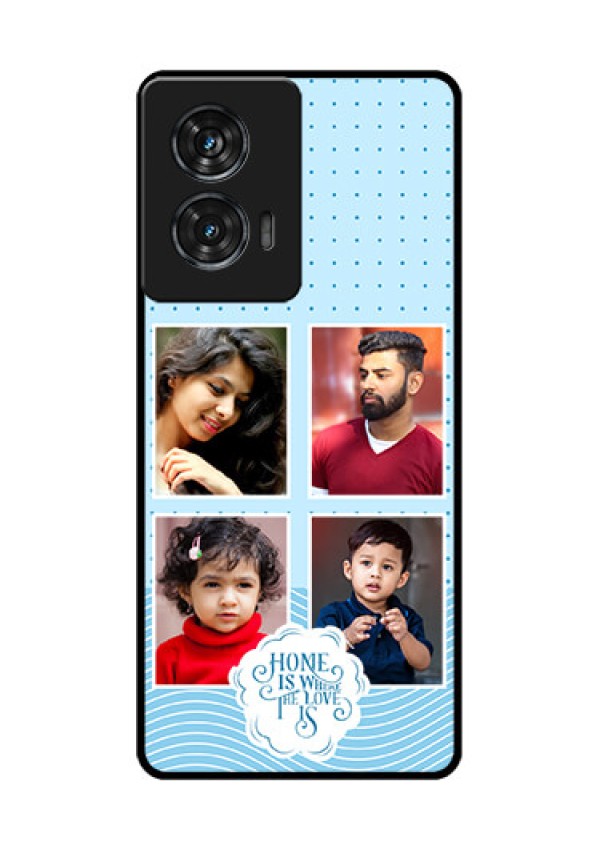 Motorola G96 5G Custom Glass Phone Case - Cute Love Quote With 4 Pic Upload Design