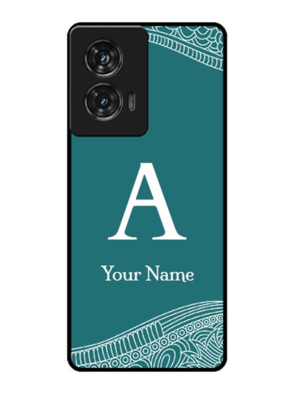 Custom Motorola G96 5G Custom Glass Phone Case - Line Art Pattern With Custom Name Design