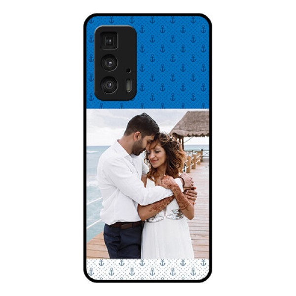 Motorola Moto Edge 20 Pro Custom Glass Phone Case - Blue Anchors Design