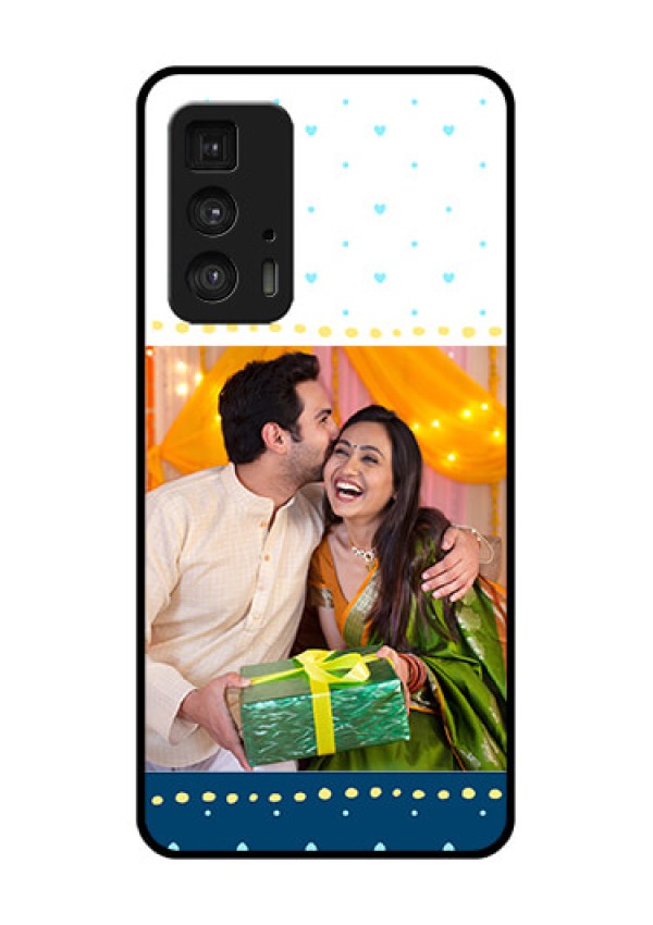 Motorola Moto Edge 20 Pro Custom Glass Phone Case - White And Blue Abstract Design