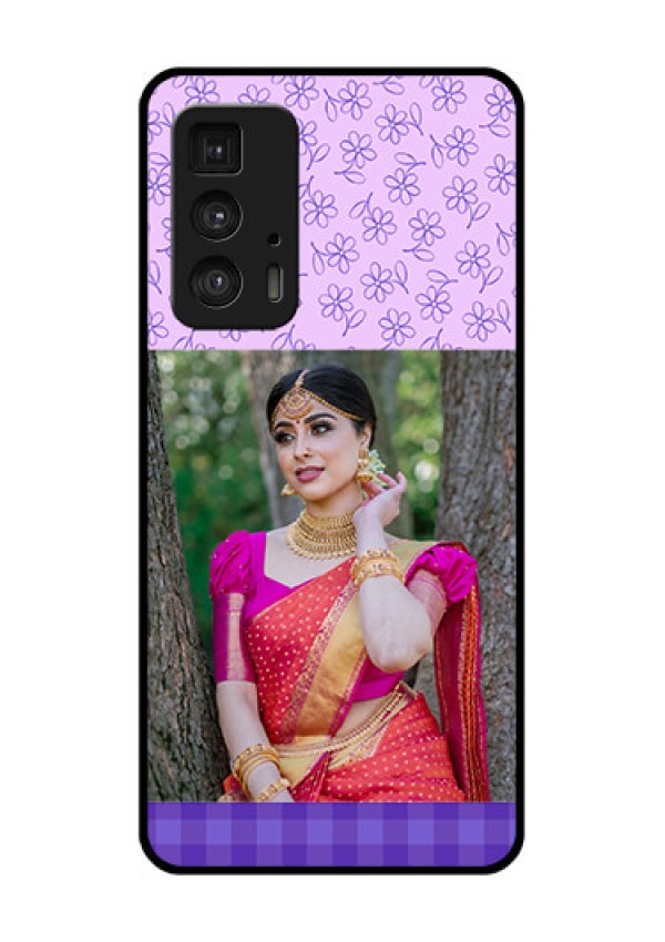 Motorola Moto Edge 20 Pro Custom Glass Phone Case - Purple Floral Design