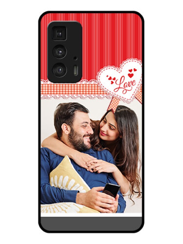 Custom Motorola Moto Edge 20 Pro Custom Glass Phone Case - Red Love Pattern Design