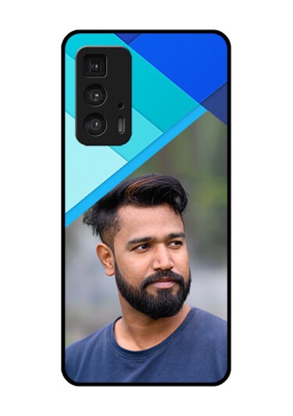 Motorola Moto Edge 20 Pro Custom Glass Phone Case - Blue Pattern Design