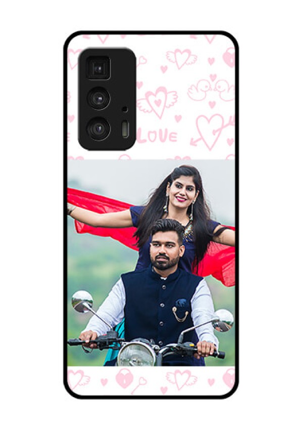 Motorola Moto Edge 20 Pro Custom Glass Phone Case - Pink Flying Heart Design