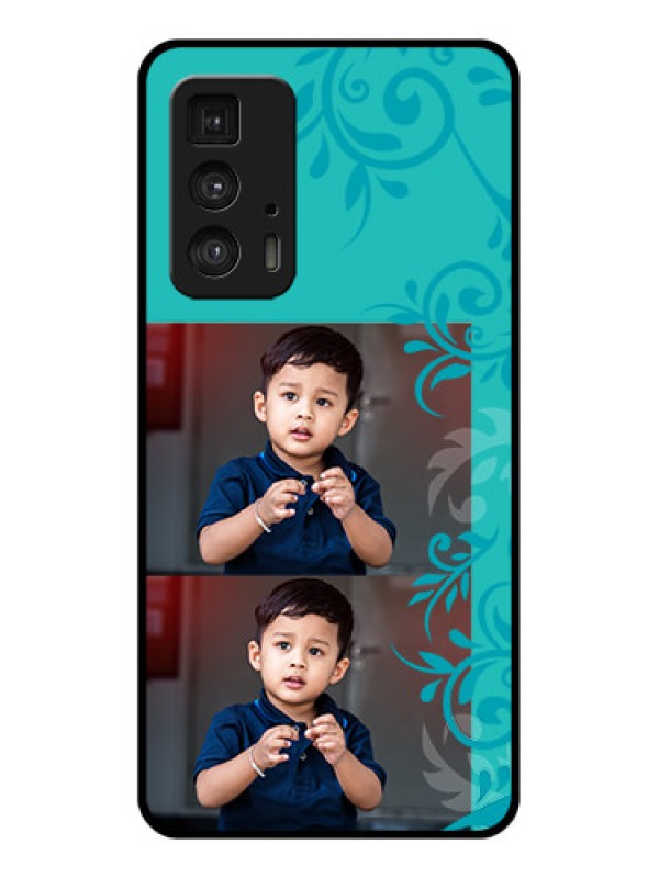 Custom Motorola Moto Edge 20 Pro Custom Glass Phone Case - With Photo And Green Floral Design