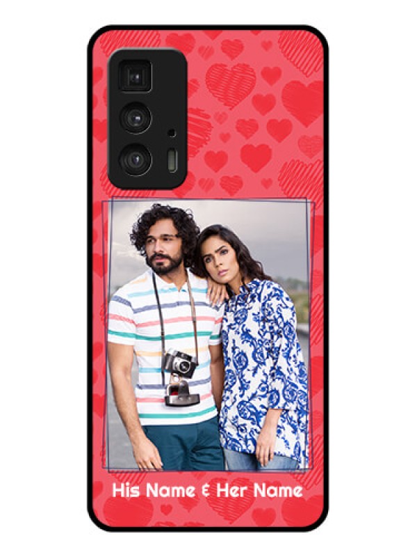 Custom Motorola Moto Edge 20 Pro Custom Glass Phone Case - With Red Heart Symbols Design