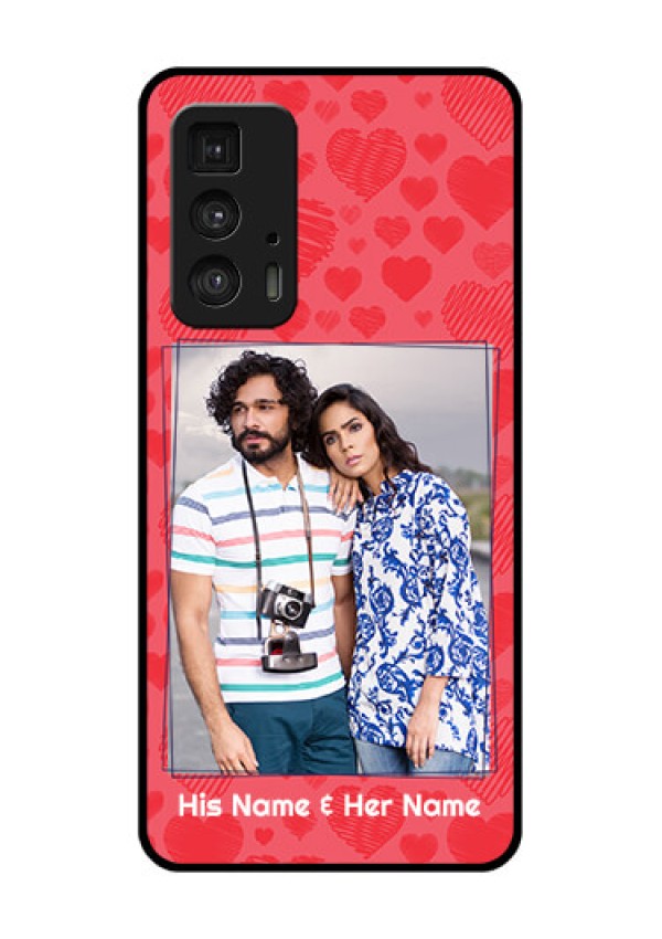 Motorola Moto Edge 20 Pro Custom Glass Phone Case - With Red Heart Symbols Design