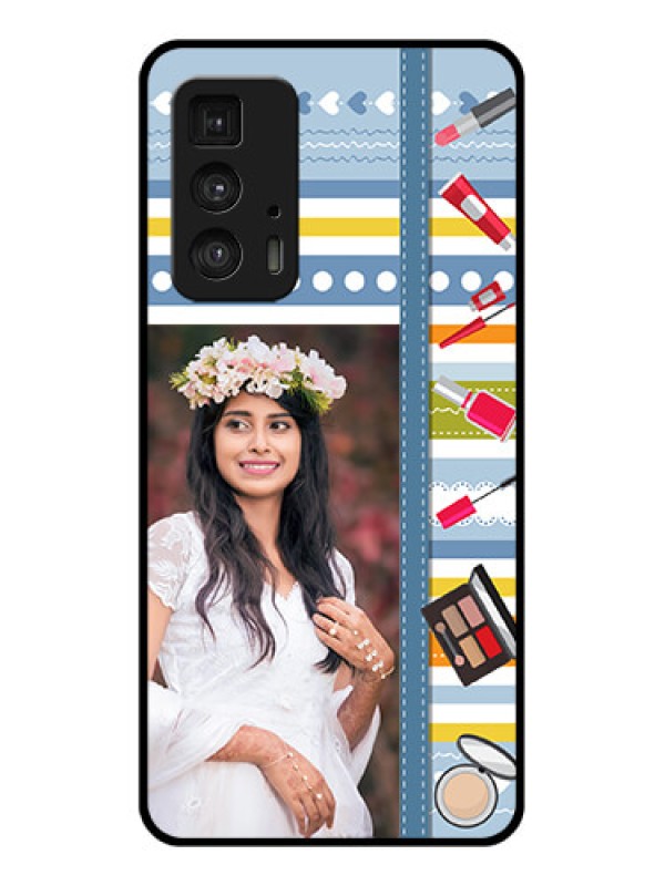 Custom Motorola Moto Edge 20 Pro Custom Glass Phone Case - Makeup Icons Design