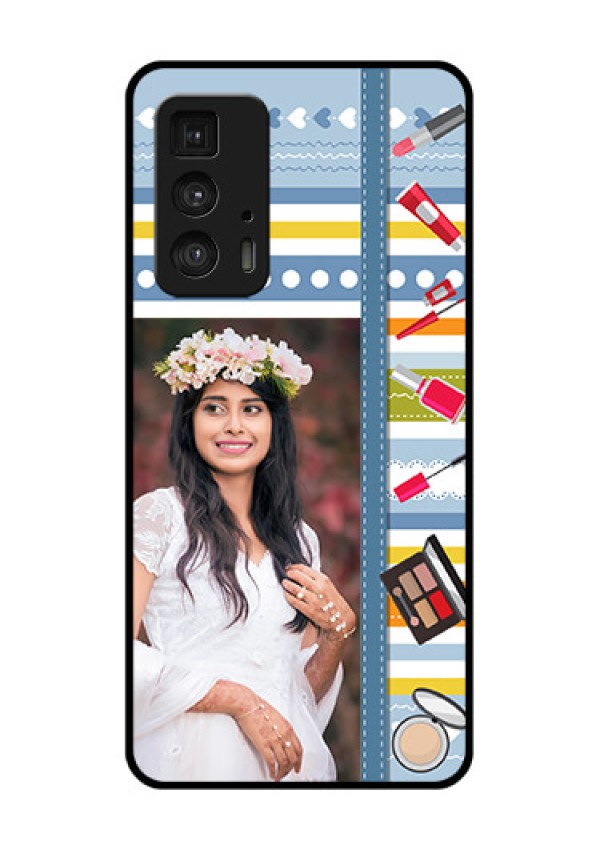 Motorola Moto Edge 20 Pro Custom Glass Phone Case - Makeup Icons Design