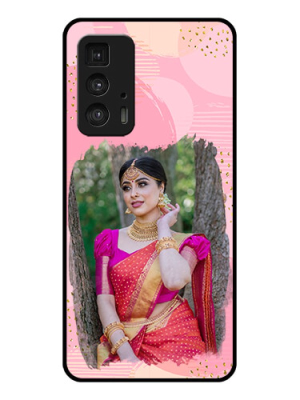 Custom Motorola Moto Edge 20 Pro Custom Glass Phone Case - Gold Glitter Splash Design