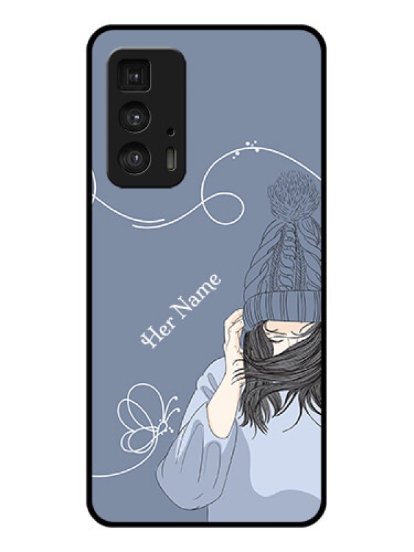 Custom Motorola Moto Edge 20 Pro Custom Glass Phone Case - Girl In Winter Outfit Design