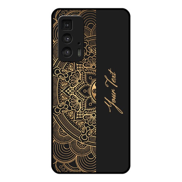 Motorola Moto Edge 20 Pro Custom Glass Phone Case - Mandala Art With Custom Text Design