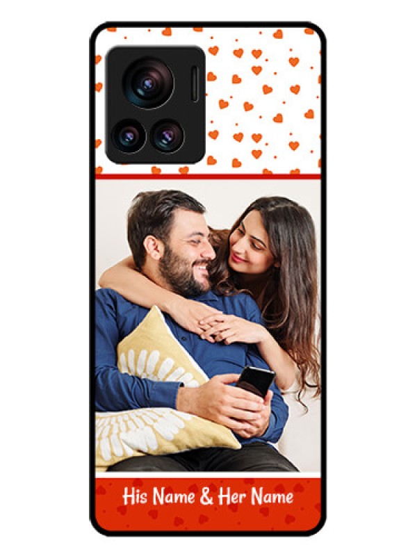 Custom Motorola Moto Edge 30 Ultra Custom Glass Phone Case - Orange Love Symbol Design