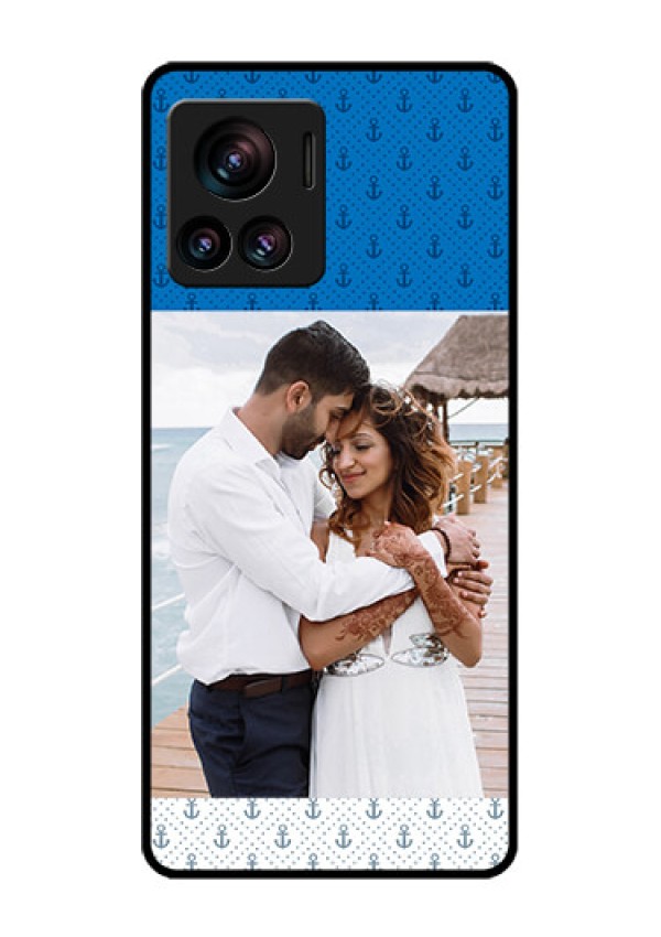 Motorola Moto Edge 30 Ultra Custom Glass Phone Case - Blue Anchors Design