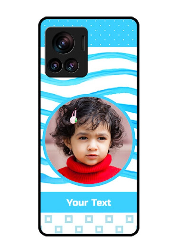Motorola Moto Edge 30 Ultra Custom Glass Phone Case - Simple Blue Case Design