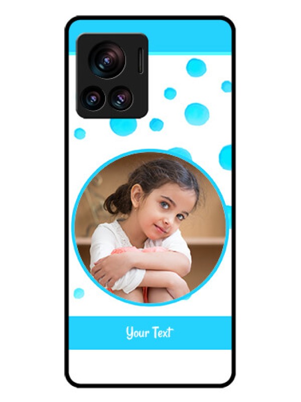 Custom Motorola Moto Edge 30 Ultra Custom Glass Phone Case - Blue Bubbles Pattern Design