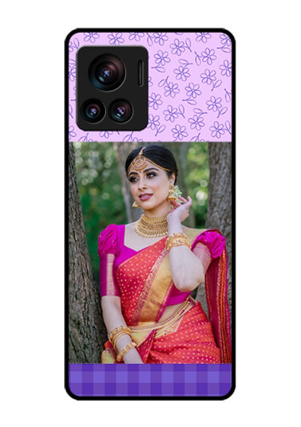 Motorola Moto Edge 30 Ultra Custom Glass Phone Case - Purple Floral Design