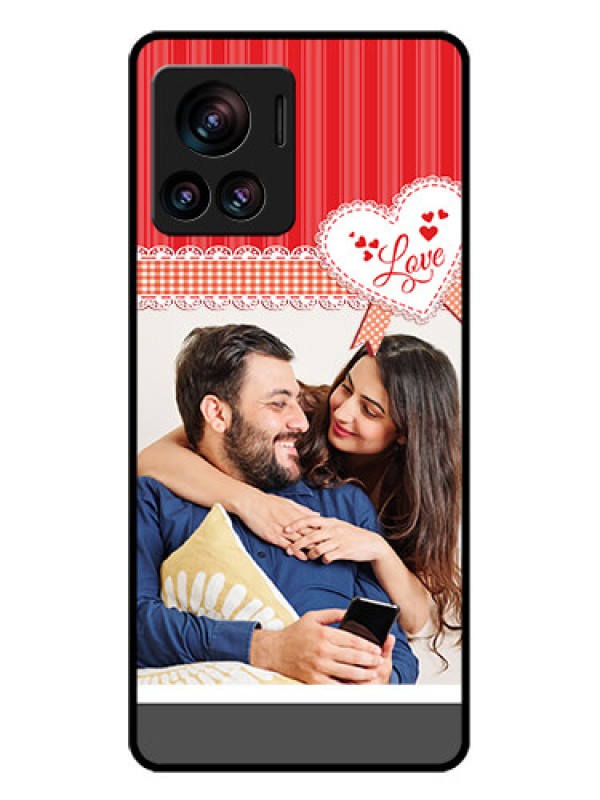 Custom Motorola Moto Edge 30 Ultra Custom Glass Phone Case - Red Love Pattern Design