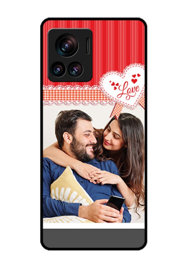 Motorola Moto Edge 30 Ultra Custom Glass Phone Case - Red Love Pattern Design