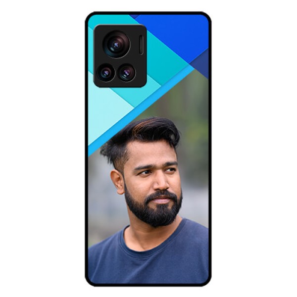 Motorola Moto Edge 30 Ultra Custom Glass Phone Case - Blue Pattern Design