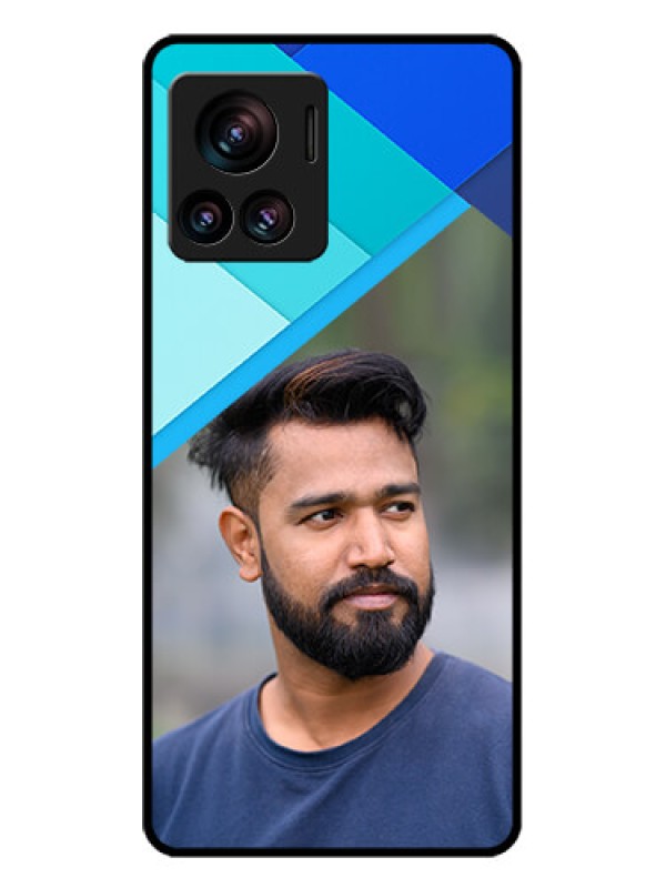 Custom Motorola Moto Edge 30 Ultra Custom Glass Phone Case - Blue Pattern Design