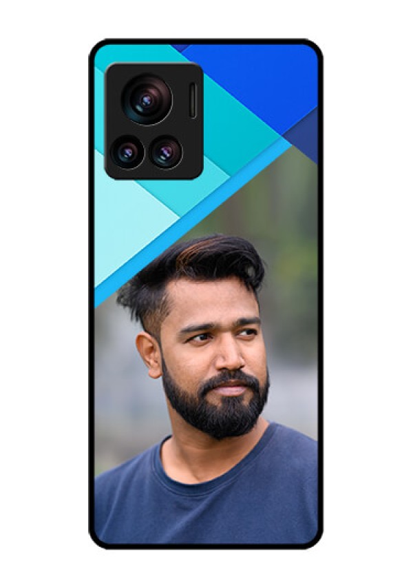 Motorola Moto Edge 30 Ultra Custom Glass Phone Case - Blue Pattern Design