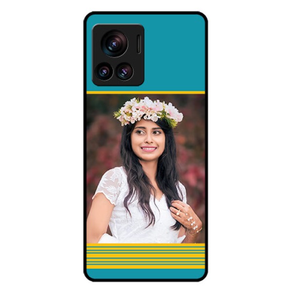 Motorola Moto Edge 30 Ultra Custom Glass Phone Case - Yellow & Blue Design