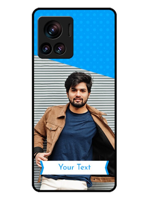 Custom Motorola Moto Edge 30 Ultra Custom Glass Phone Case - Simple Blue Color Design