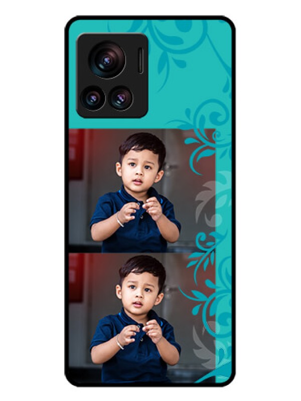 Custom Motorola Moto Edge 30 Ultra Custom Glass Phone Case - With Photo And Green Floral Design