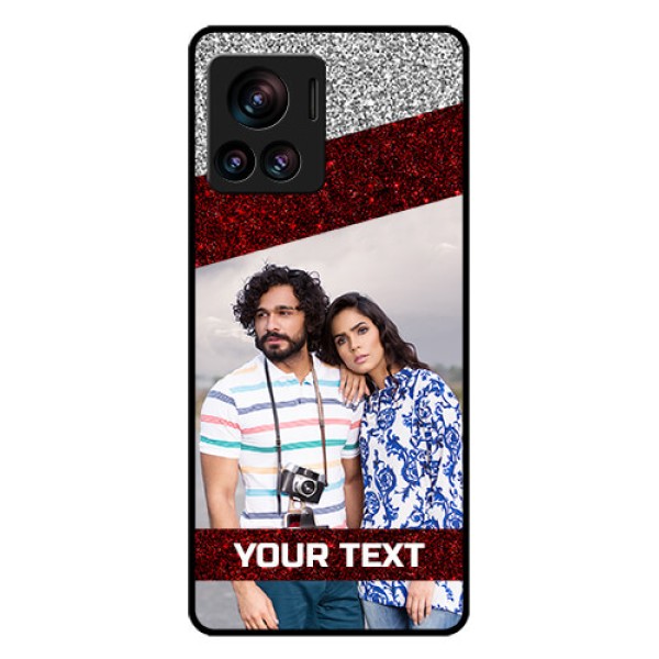 Motorola Moto Edge 30 Ultra Custom Glass Phone Case - Image Holder With Glitter Strip Design Motorola Moto Edge 30 Ultra Custom Glass Phone Case - Image Holder With Glitter Strip Design